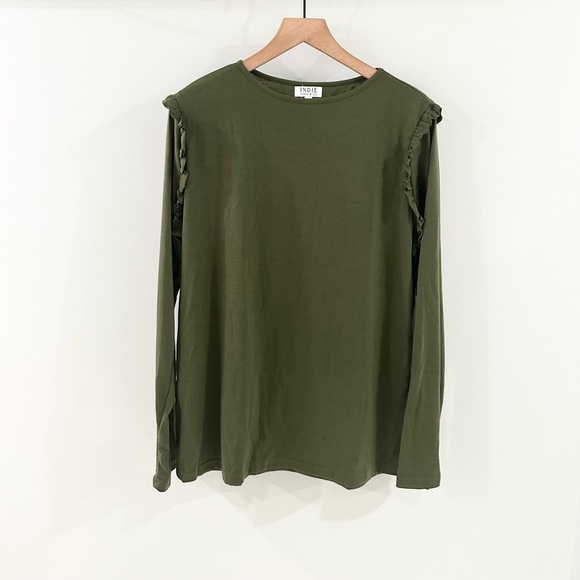 Indie & Co Hensley Long Sleeve Tee Green Size XL - Picture 5 of 9